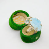 Sterling Silver Larimar & Topaz Dolphin Studio Ring Vintage c1970 Size O 1/2