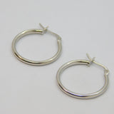 Pair of Sterling Silver Round Hoop Huggy Earrings Contemporary c2000