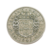 New Zealand George VI Half Crown Coin Antique 1947 Fine Condition