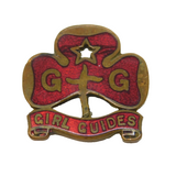 20th Century Gilt Metal & Enamel Girl Guides Badge Brooch Antique c1930s