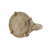 Sterling Silver King George VI Threepence Coin Signet Ring Vintage