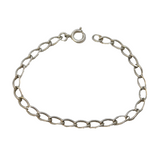 Sterling Silver Curb Link Chain Bracelet Vintage c1970s 7" Length