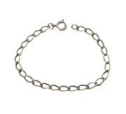 Sterling Silver Curb Link Chain Bracelet Vintage c1970s 7" Length