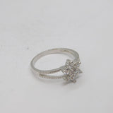Sterling Silver CZ Flower Cluster Split Band Ring Vintage c1990 Size P