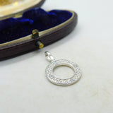 Sterling Silver Letter 'O' with Diamond Paste Charm Pendant Vintage c1970