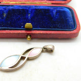 Sterling Silver Dyed Mother of Pearl Drop Charm Pendant Vintage c1970
