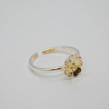 Sterling Silver & Gilt Flower Open Back Stacking Ring Modern c2010 Size P 1/2