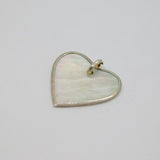 Sterling Silver Mother Of Pearl Flat Heart Charm Pendant Contemporary c1990s