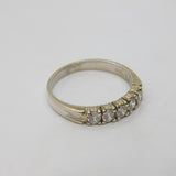 Sterling Silver 5 CZ Half Eternity Band Ring Vintage c1990 Size Q 1/2