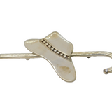 Large Sterling Silver Walking Stick & Hat Statement Brooch Vintage 1985 London