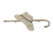 Large Sterling Silver Walking Stick & Hat Statement Brooch Vintage 1985 London