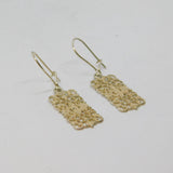 Pair of Sterling Silver Filigree Rectangle Hook Drop Earrings Vintage c1970