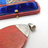 Large Sterling Silver & Red Jasper Drop Form Pendant Vintage c1980