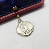 Sterling Silver Curved Edge St Christopher Charm Pendant Vintage c1970
