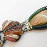19th Century Scottish Sterling Silver & Carved Agate Panel Bracelet Antique