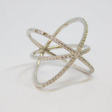 Sterling Silver Paste Set Criss Cross Dress Ring Vintage c1970 Size V