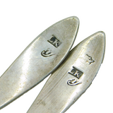 18th Century Irish Provincial Pair of Sterling Silver Grapefruit Spoons Antique