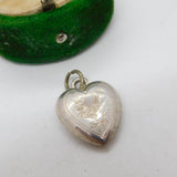 Sterling Silver Puffy Heart Swallow Charm Pendant Vintage c1970