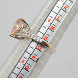 Sterling Silver Peach Sapphire Peardrop Dress Ring Vintage c1970 Size N 1/2