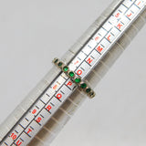 Sterling Silver Green Crystal Tennis Stacking Band Ring Modern c2010 Size O 1/2