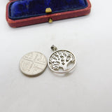 Sterling Silver Tree of Life with Diamante Leaves Charm Pendant Vintage c1970