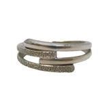 Sterling Silver Textured Crossover Modernist Ring Vintage c1970 Size O 1/2 UK