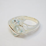 Sterling Silver 3 Stone Pale Blue Topaz Dress Ring Vintage c1970 Size J 1/2