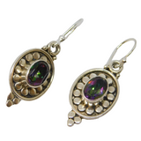 Pair of Sterling Silver Faceted Mystic Sapphire Hook Drop Earrings Vintage c1970