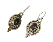 Pair of Sterling Silver Faceted Mystic Sapphire Hook Drop Earrings Vintage c1970