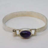 Studio Sterling Silver Cabochon Amethyst Bangle Bracelet Vintage Edinburgh