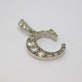 Sterling Silver Large Paste Set "C" Initial Charm Pendant Vintage c1970