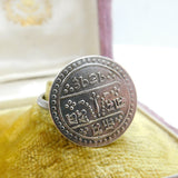 Edwardian Sterling Silver & Nepal 1/2 Mohar Coin Band Ring Antique c1905