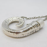Victorian Sterling Silver Novelty Rams Horn Scent Bottle Antique 1890 Birmingham