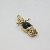 Sterling Silver Black Enamel Upside Down Wise Owl Charm Pendant Vintage c1970s