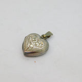 Sterling Silver Small Patterned Heart Double Locket Charm Pendant Vintage c1970