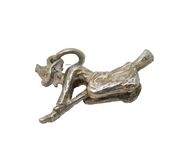 Sterling Silver Witch on the Broom Charm Pendant Vintage c1970