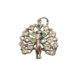 Sterling Silver Jeweled Peacock Charm Pendant Vintage c1970