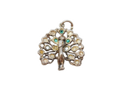 Sterling Silver Jeweled Peacock Charm Pendant Vintage c1970