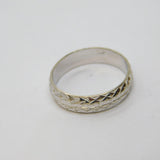 Sterling Silver Laser Cut Patterned Band Wedding Ring Modern c1990 Size N 1/2