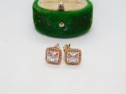 Pair of Rose Gold on Sterling Silver Paste Stud Earrings Vintage c1970
