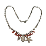 Sterling Silver Sea Theme Charms With Coral Studio Necklace Contemporary c2000