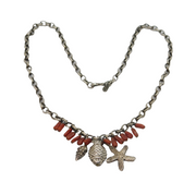 Sterling Silver Sea Theme Charms With Coral Studio Necklace Contemporary c2000