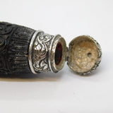 19th Century Indian Sterling Silver Carved Wooden Needle Case Antique c1860s