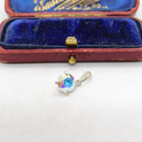 Sterling Silver Iridescent Drop Charm Pendant Vintage c1970