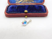 Sterling Silver Iridescent Drop Charm Pendant Vintage c1970