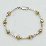 Italian Sterling Silver & Gilt Beaded Bracelet Vintage c1970 18cm Length