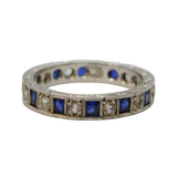 Art Deco 9ct White Gold Synthetic Sapphire & Spinel Eternity Ring Antique c1920s