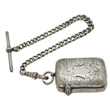 Victorian Sterling Silver Graduating Watch Chain & Vesta Case Antique Birmingham