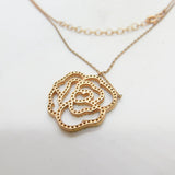 Rose Gold on Sterling Silver Diamond Paste Set Flower Pendant Necklace