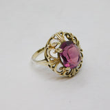 Sterling Silver Faceted Amethyst Fancy Setting Dress Ring Vintage c1970 Size P